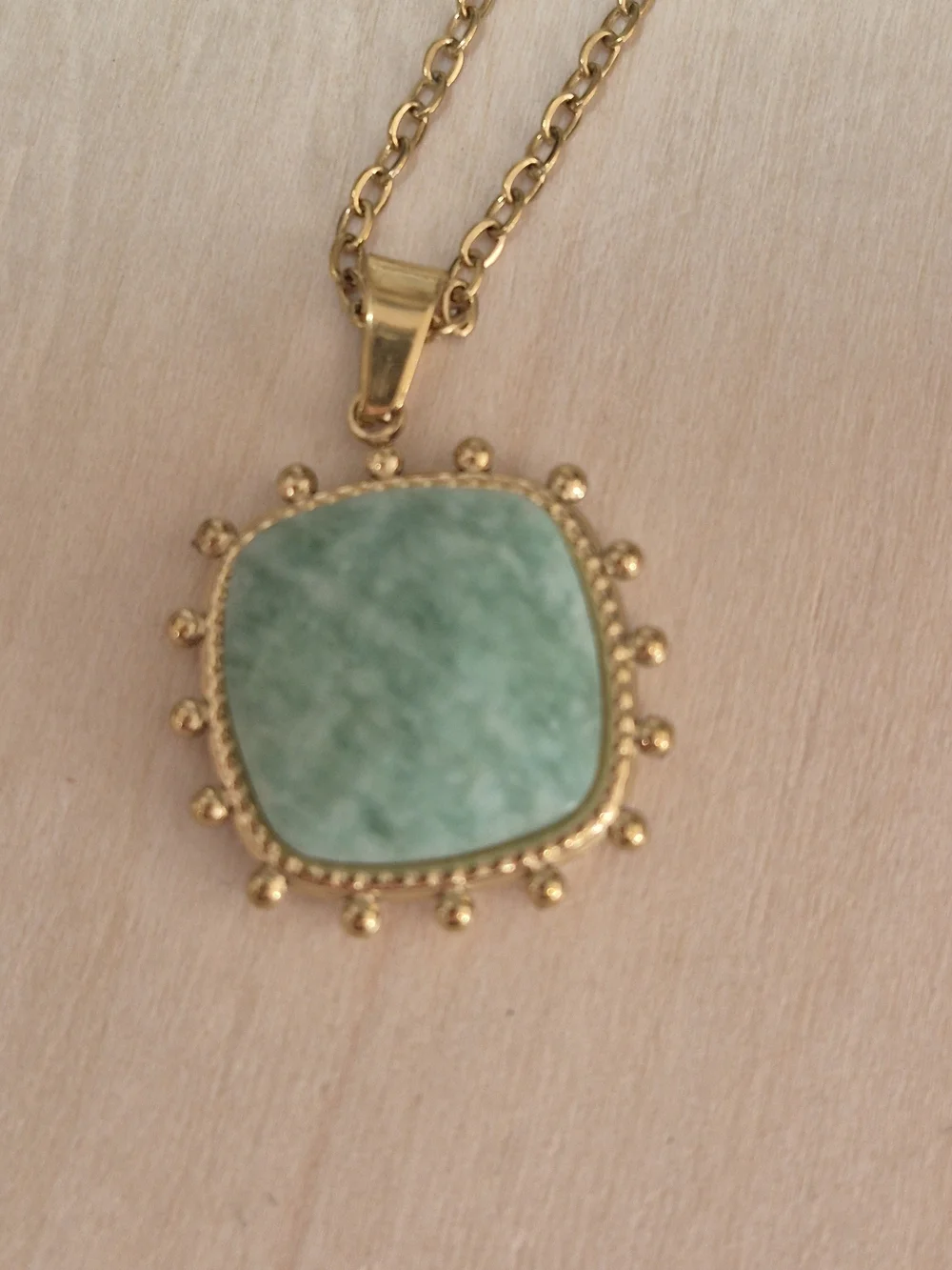 🩵🩵NEW🩵🩵 PRETTY!! Natural Stone Faceted AMAZONITE Square Pendant Necklace